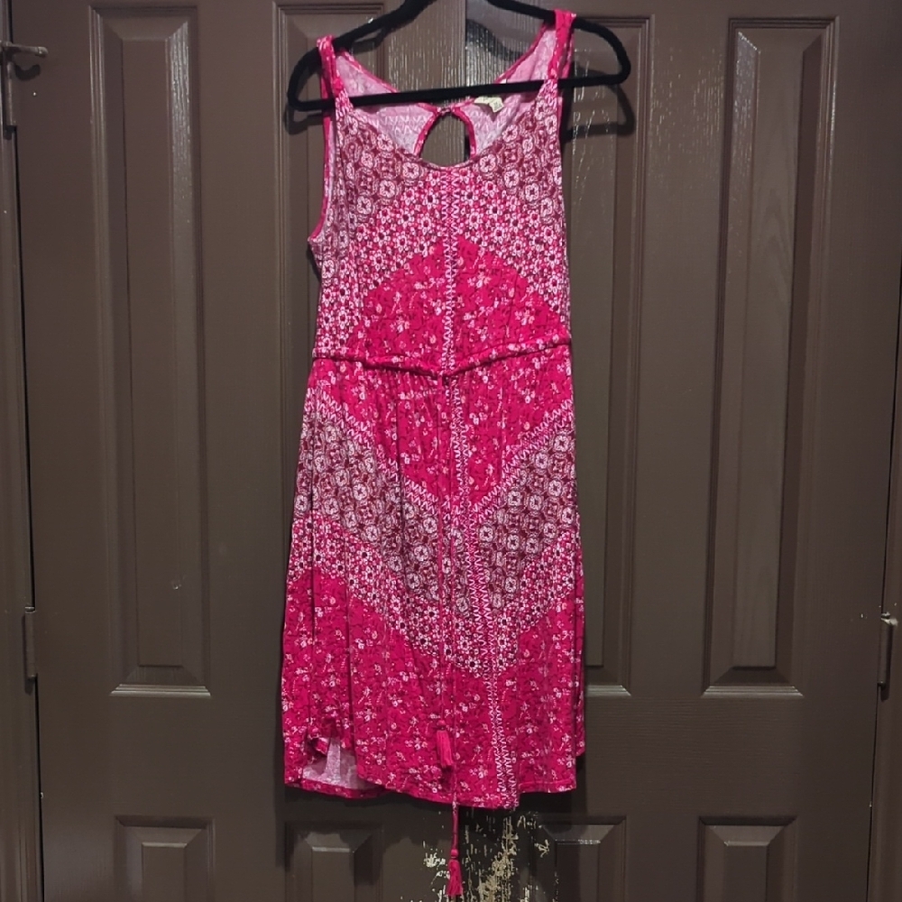 Lucky Brand Western-style Red/Pink Patterned Sleeveless Dress